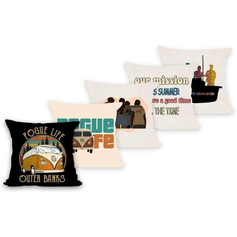 Throw Pillow Covers 18 x 18 Set of 5 Outer Banks Cotton Linen